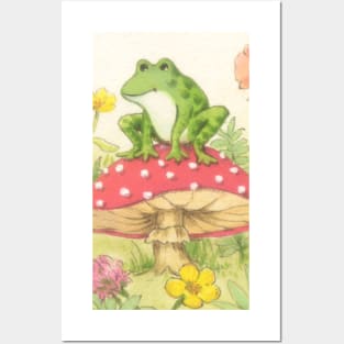 Froggie on mushroom Posters and Art